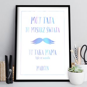 Holograficzny plakat TATA MISTRZ WIATA prezent dla taty na urodziny od dziecka