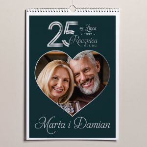 Kalendarz cienny PREZENT NA 25 ROCZNIC LUBU prezent na 25 lecie lubu prezent na srebrne gody