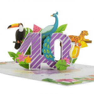 Kartka 40 urodziny TROPICAL pop up