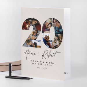 Kartka z okazji 20 rocznicy ślubu A4 Z KOLAŻEM ZDJĘĆ