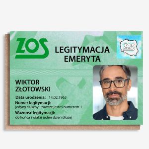 Personalizowana kartka dla emeryta LEGITYMACJA - A4