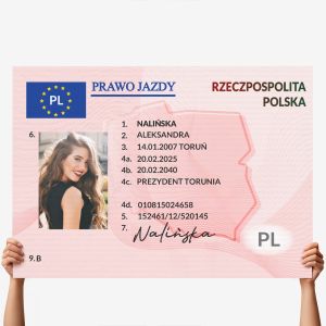 Kartka dla m�odego kierowcy PRAWO JAZDY XXL prezent dla m�odego kierowcy prezent za zdanie prawa jazdy