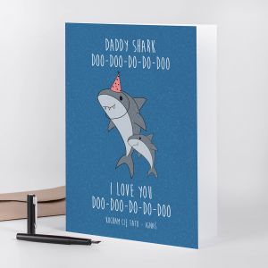 Kartka dla taty DADDY SHARK A4 kartka na dzie taty kartka na dzie ojca upominek na dzie taty
