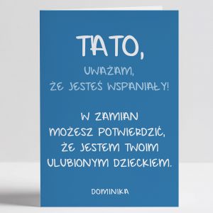 Personalizowana kartka dla taty JESTE WSPANIAY kartka na dzie taty kartka na dzie ojca upominek na dzie taty