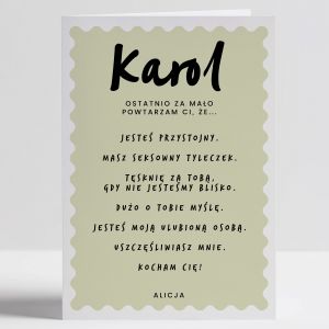 Personalizowana kartka DLA UKOCHANEGO MʯCZYZNY prezent dla ukochanego kartka dla mczyzny