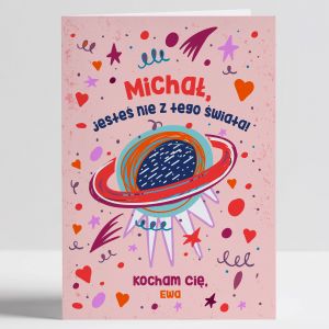 Personalizowana kartka dla ukochanego NIE Z TEGO WIATA prezent na dzie chopaka prezent dla chopaka