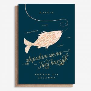 Du�a kartka walentynkowa dla w�dkarza Z�APA�AM SI� NA HACZYK - A4