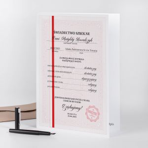 Kartka dla nauczyciela na koniec roku WIADECTWO A4 prezent dla nauczyciela na koniec roku