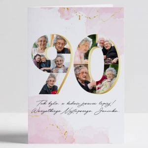 Kartka KOLAŻ ZDJĘĆ dla prababci na 90 urodziny
