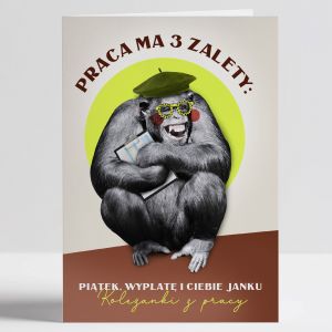mieszna kartka PRACA MA ZALETY na Dzie Chopaka w pracy kartka dla kolegi z pracy prezent dla kolegi z pracy