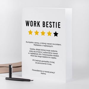 Kartka na odejcie z pracy A4 WORK BESTIE upominek na odejcie z pracy prezent na poegnanie koleanki