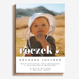 Kartka na pierwsze urodziny ze zdjciem A4 personalizowany prezent na roczek dla chopca dla dziewczynki