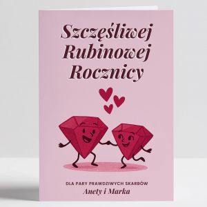 Kartka na RUBINOWE GODY prezent na 40 rocznic lubu prezent na 40 lecie lubu kartka na 40 rocznic lubu