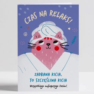 Kartka na urodziny dla przyjaciki ZADBANA KICIA prezent dla przyjaciki prezent dla przyjaciki na urodziny