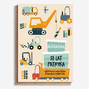 Du�a kartka urodzinowa DLA BUDOWLA�CA - A4 kartka a4, drobny prezent dla budowla�ca kartka okoliczno�ciowa