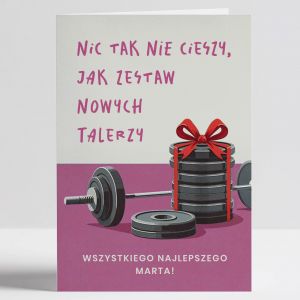 Kartka urodzinowa dla sportsmenki TALERZE prezenty dla fit dziewczyny prezent dla sportowca