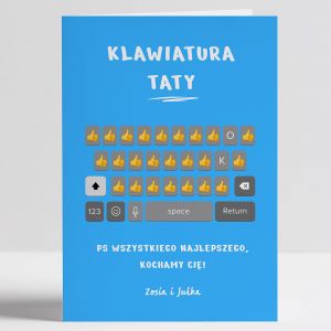 mieszna kartka urodzinowa dla taty KLAWIATURA upominek na urodziny upominek dla taty kartka dla taty na urodziny