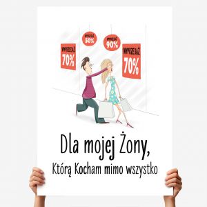 Kartka urodzinowa dla �ony ZAKUPOHOLICZKA kartka XXL prezent dla �ony prezent na urodziny dla �ony