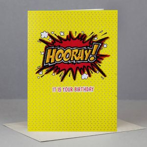Kartka na urodziny dla nastolatka + naszywka HOORAY