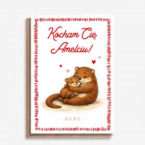 Kartka walentynkowa dla dziecka WYDERKI kartka na walentynki dla dziecka upominek dla dziecka