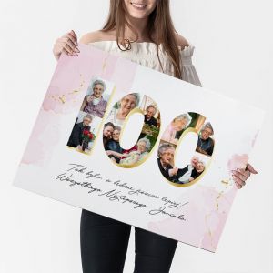 Duża kartka KOLAŻ ZDJĘĆ prezent na 100 urodziny