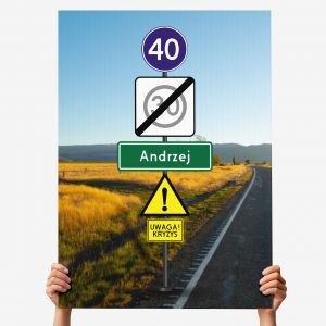 Kartka XXL PREZENT NA 40 URODZINY znaki