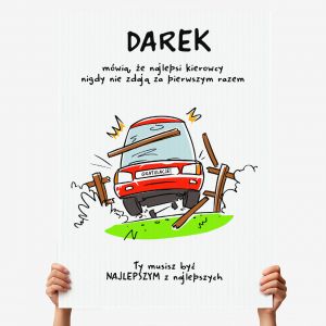 Kartka XXL PREZENT NA ZDANE PRAWO JAZDY 