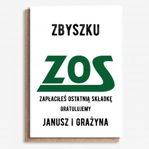 Kartka z okazji przej�cia na emerytur� ZOS - A4 kartka na emerytur� upominek na emerytur�