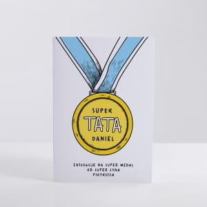 Kartka dla taty TATA NA MEDAL prezent dla taty