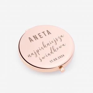 Kieszonkowe lusterko PREZENT DLA WIADKOWEJ rose gold
