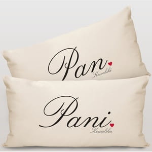 Komplet poduszek z bawełny PANI I PAN prezent na ślub cywilny