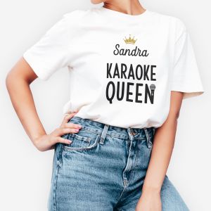 Koszulka damska z nadrukiem KARAOKE QUEEN - S