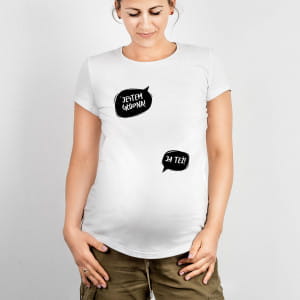Koszulka ciążowa z nadrukiem JESTEM GŁODNA rozmiar L