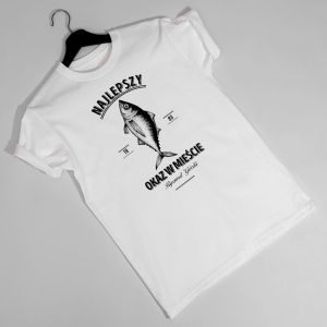 Koszulka męska z nadrukiem NAJLEPSZY OKAZ prezent dla wędkarza na urodziny - S