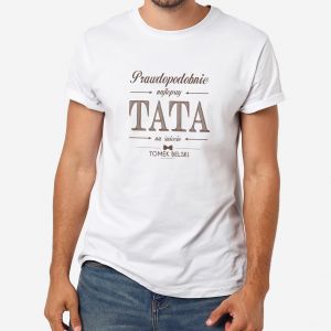 Koszulka mska z nadrukiem PREZENT DLA TATY - S prezent dla taty na wita prezent dla taty na urodziny