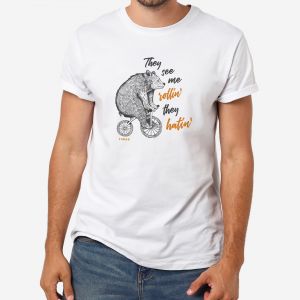 Koszulka mska z nadrukiem ROLLIN prezent dla rowerzysty - M