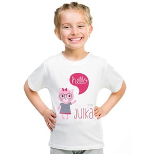 Koszulka z nadrukiem HELLO prezent na Dzień Dziecka dla dziewczynki