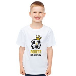 Koszulka dziecięca z nadrukiem KRÓL STRZELCÓW prezent na Dzień Dziecka