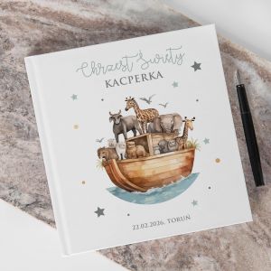 Ksiga goci na chrzest ARKA NOEGO prezent na chrzest dla chopca pamitka chrztu dla chopca prezent na chrzciny