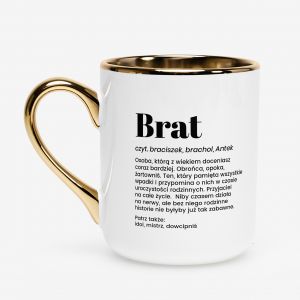 Kubek bia�o-z�oty DEFINICJA prezent dla brata kubek dla brata kubek ze z�otym uchem