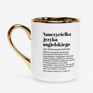 Kubek bia�o-z�oty DEFINICJA prezent dla nauczycielki angielskiego kubek dla nauczyciela prezent na Dzie� Nauczyciela