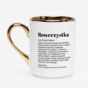 Kubek bia�o-z�oty DEFINICJA prezent dla rowerzystki kubek ze z�otym uchem kubek z nadrukiem