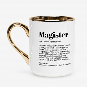 Kubek bia�o-z�oty DLA MAGISTRA definicja kubek dla magistra kubek magistra prezent dla magistra