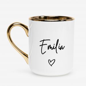 Kubek ceramiczny bia�o-z�oty Z IMIENIEM kubek dla niej kubek na walentynki dla niej prezent walentynkowy dla niej