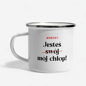 Personalizowany kubek dla chopaka JESTE MJ CHOP prezent dla chopaka kubek na dzie chopaka