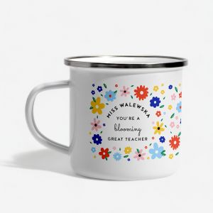 Emaliowany kubek dla nauczyciela j. angielskiego - BLOOMING GREAT TEACHER prezent dla nauczyciela angielskiego