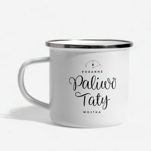 Kubek emaliowany dla taty PORANNE PALIWO prezent dla taty