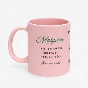 Kubek na szcz�cie PREZENT DLA MATURZYSTKI kubek motywacyjny prezent na matur� kubek z napisem r�owy kubek