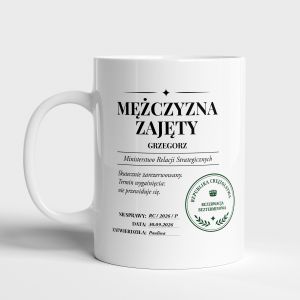 Kubek personalizowany MʯCZYZNA ZAJ�TY upominek dla ch�opaka