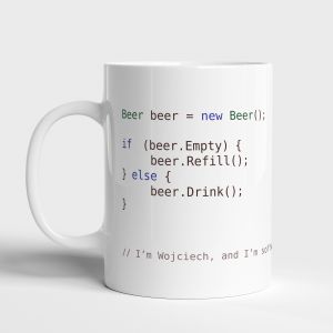 Kubek z nadrukiem BEER SOFTWARE DEVELOPER prezent dla programisty